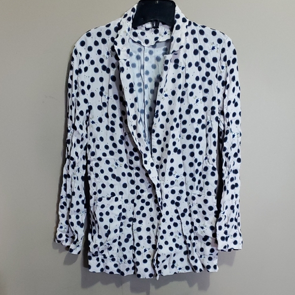 H&M Jackets & Blazers - H&M x Anna Glover Navy Polka Dot Blazer Size 4